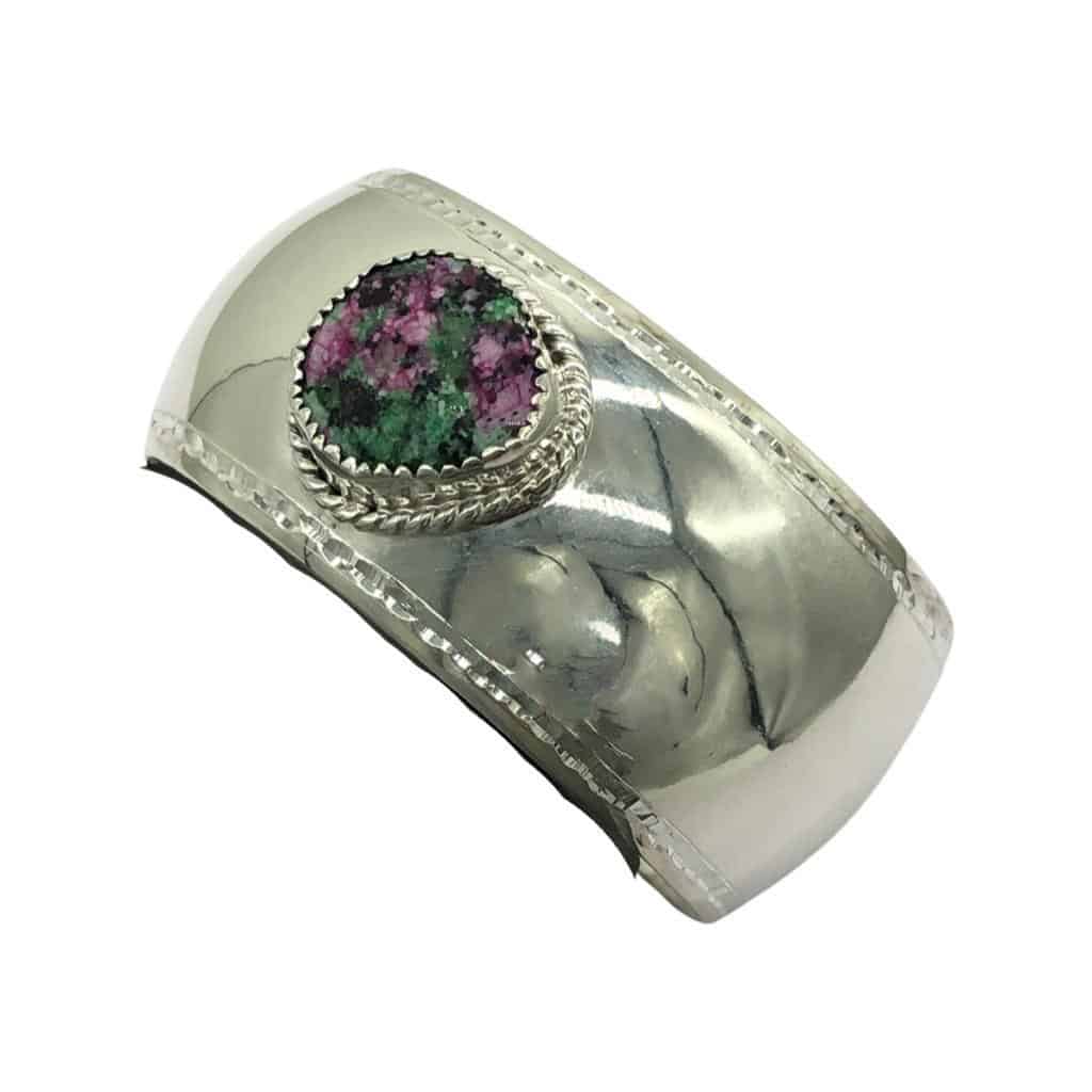 925 Sterling Ruby Zoisite Cuff Bracelet selling