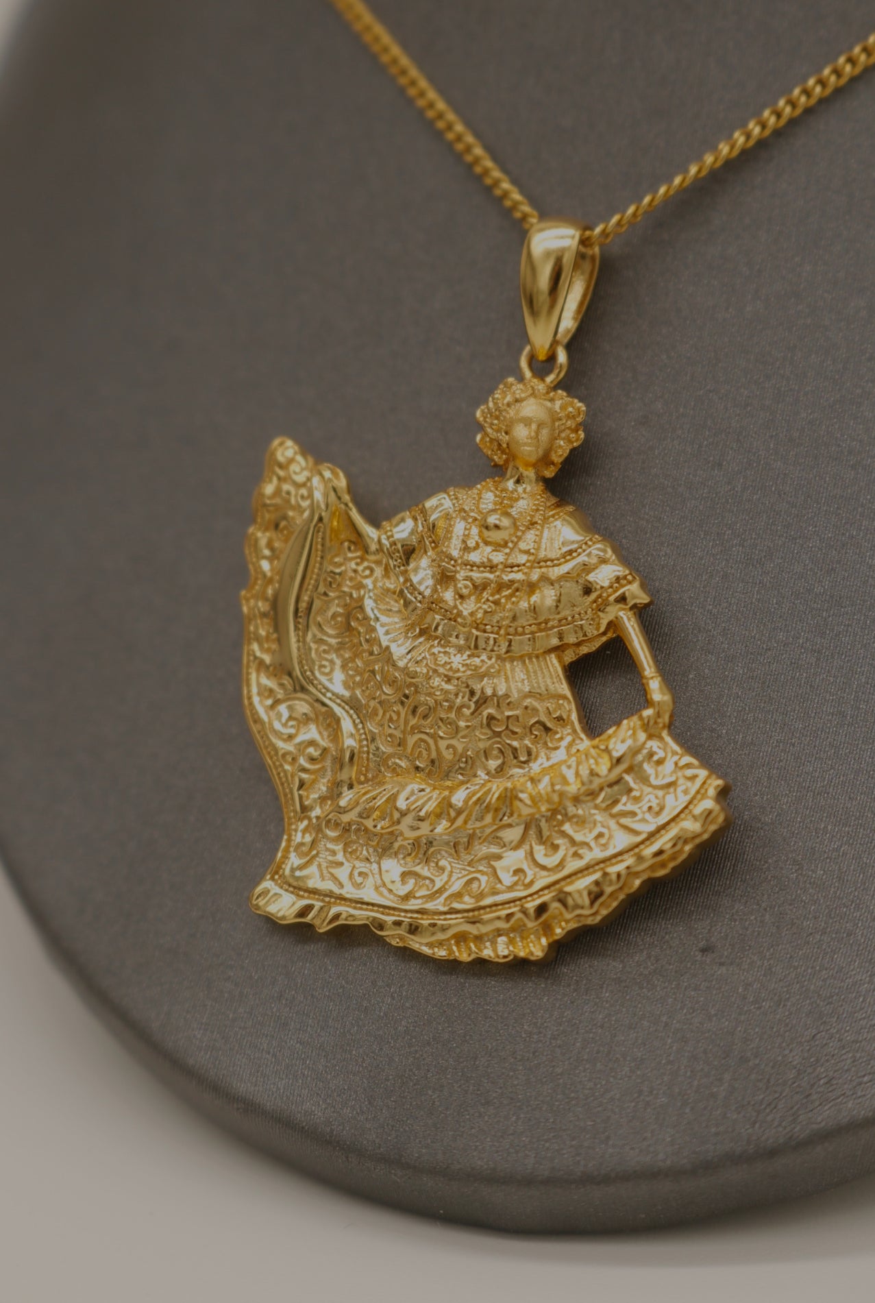 gold plated pollera dancer pendant