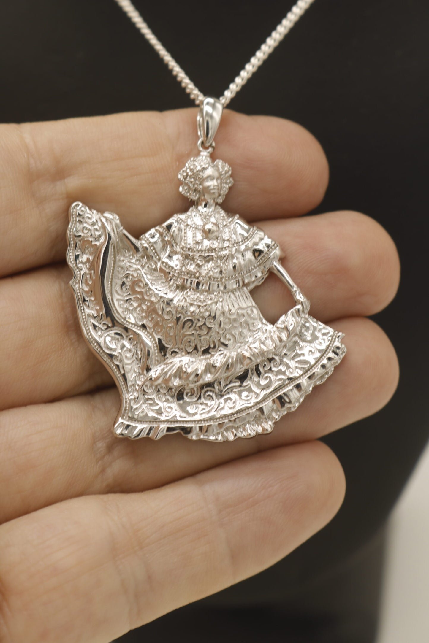 sterling silver pollera dancer pendant